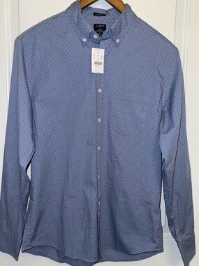 J.Crew Slim Untucked Flex Washed Shirt - Blue Micro-Dot